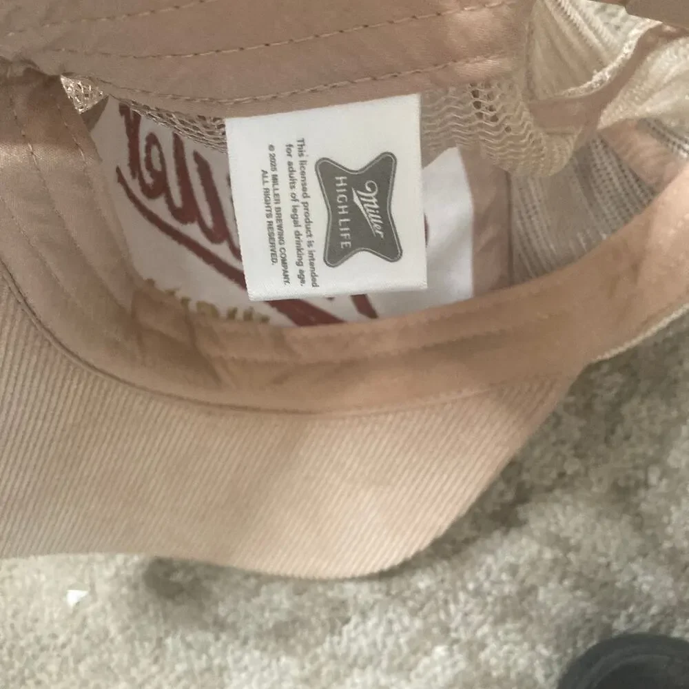 Miller High Life Trucker Hat Tan Corduroy Mesh Snapback Beer Cap One Size OSFM